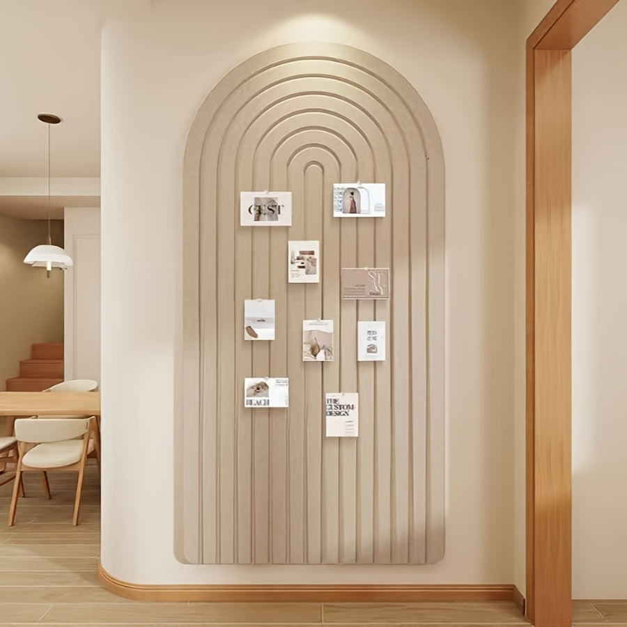 FeltScape | Extra groot gewelfd prikbord van vilt – gestreepte wanddecoratie, fotodisplay, zelfklevend wandpaneel
