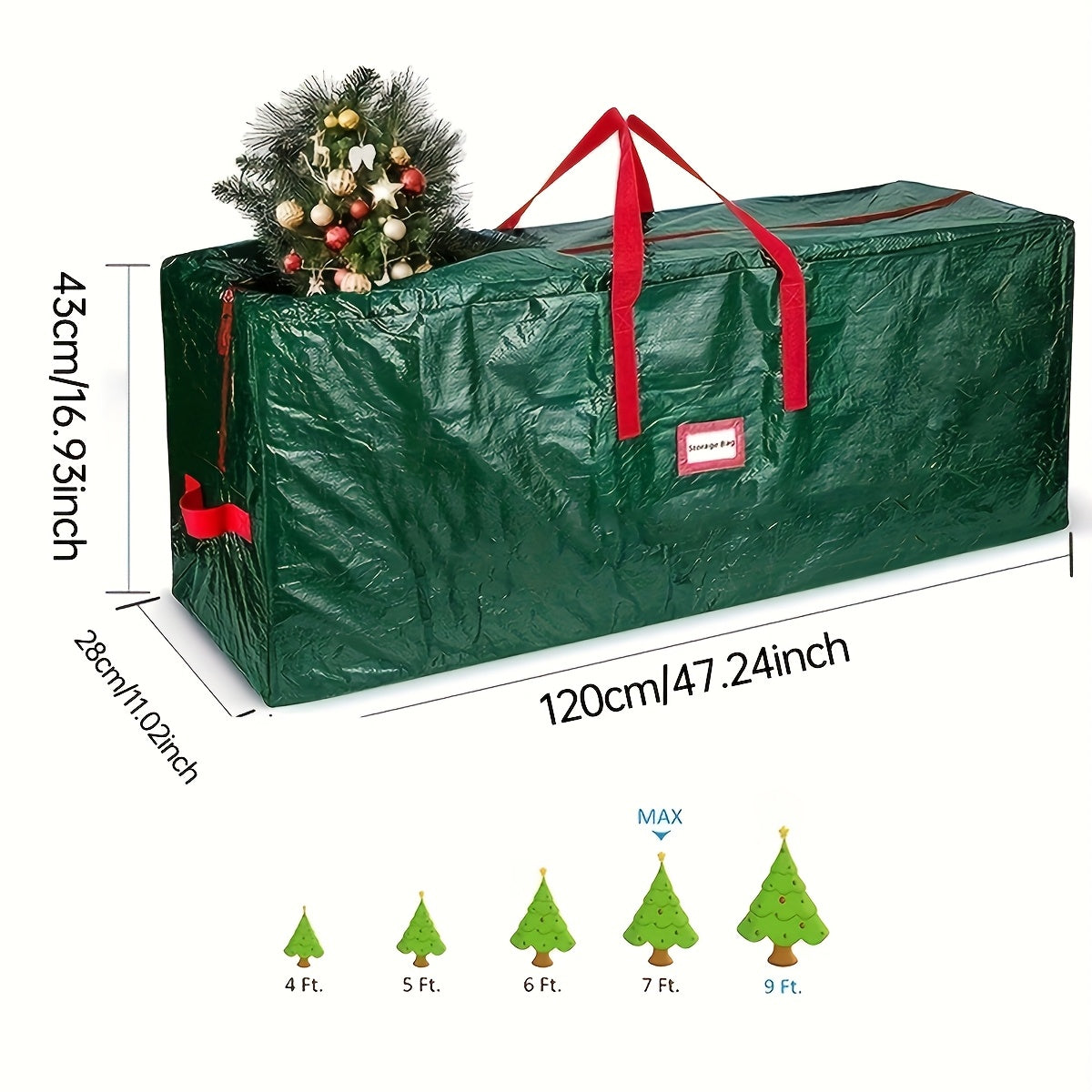 TreeTote | Grote opbergtas voor kerstbomen, water- en stofdicht, geschikt voor bomen van 2,1 tot 2,7 meter