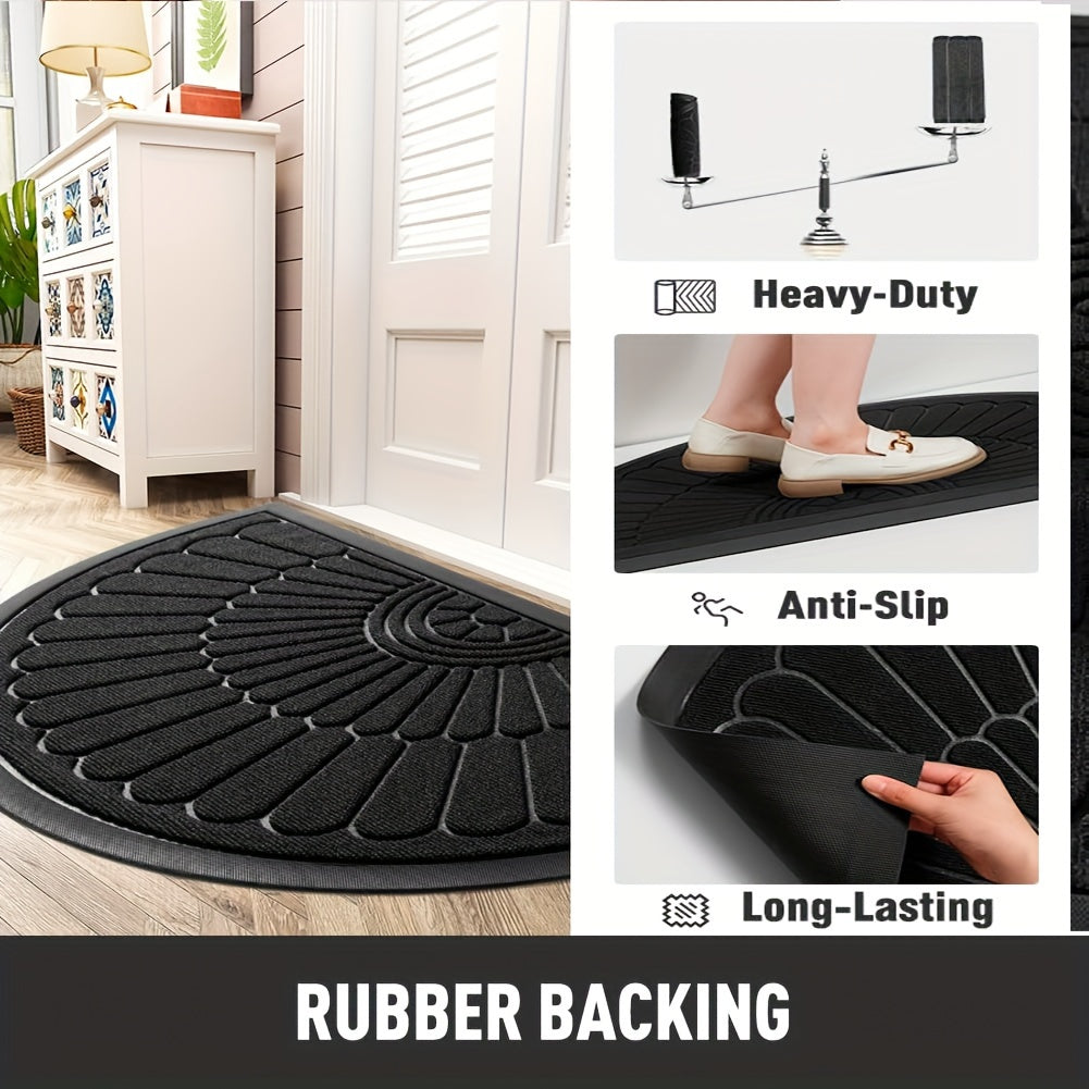 StepNest | Halve cirkelvormige rubberen deurmat – antislip, welkomstmat voor de ingang, reinigt poten en schoenen