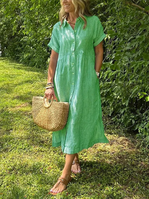 Zinae | Dames jurk met knoopsluiting en reverskraag – elegante casual overhemdjurk