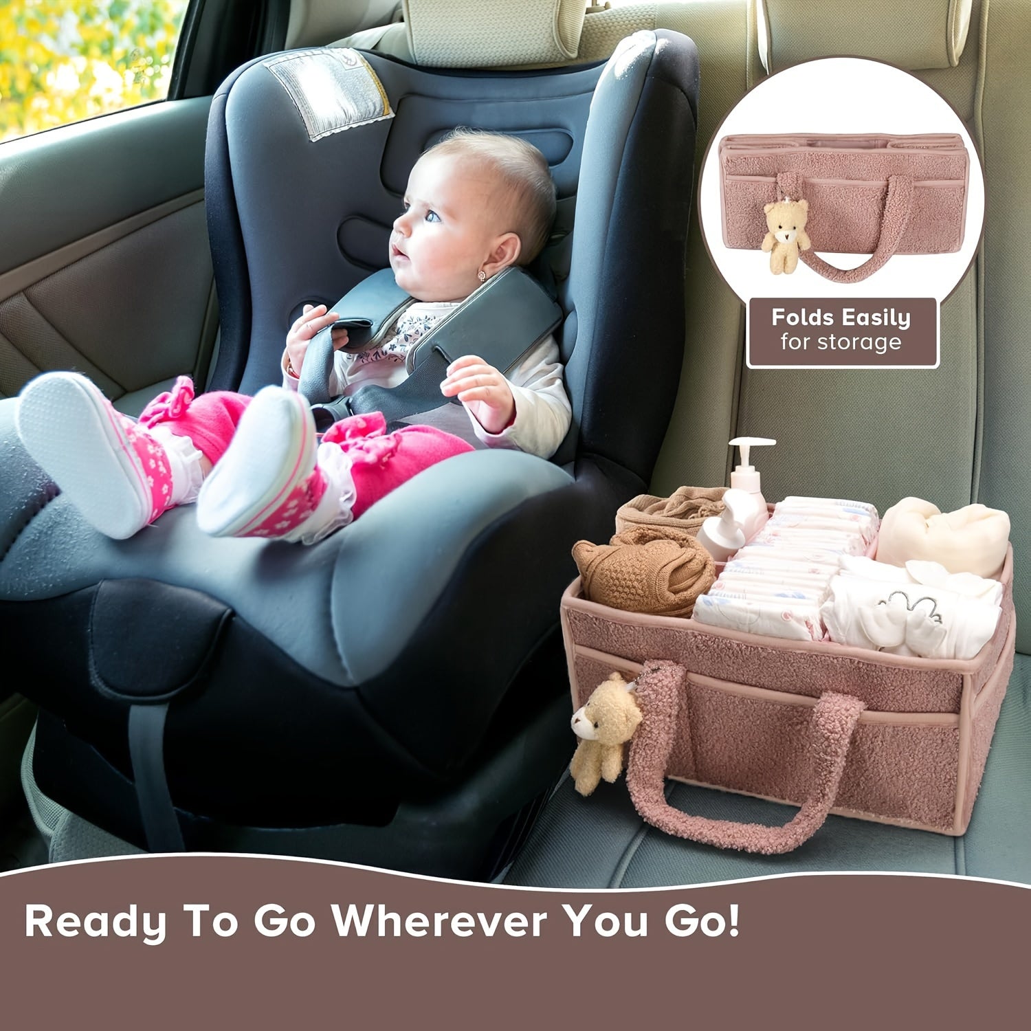 NappyNest | Luier Caddy Organizer - Draagbaar opbergmandje voor luiers, doekjes & babyspullen, luiertafel organizer