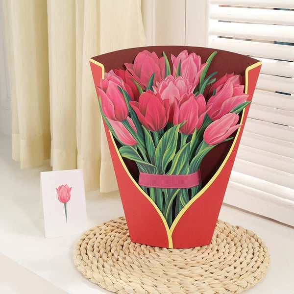 BudBoom | 3D Pop Up Bloemen Wenskaart - Plastic Bloemen Verrassing Cadeaukaart