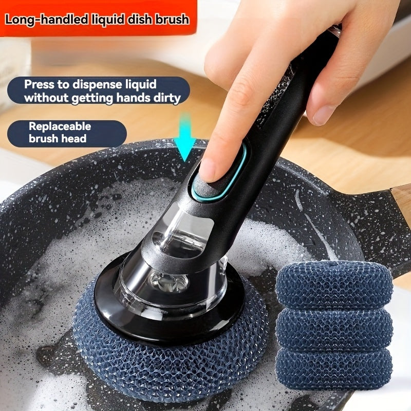 ScrubBuddy | Potschuurspons met handvat en vloeistofdispenser – Multifunctionele keukenborstel