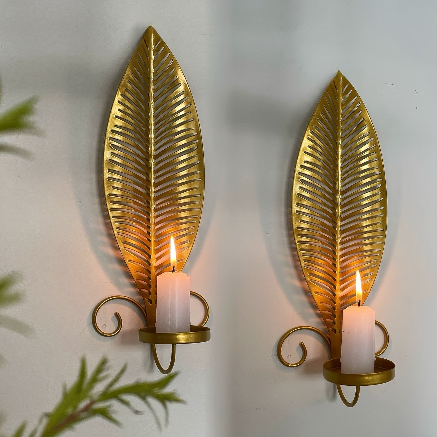 ScandiFlare | Elegante wandkandelaars - Decoratieve woonaccessoires met bladmotief