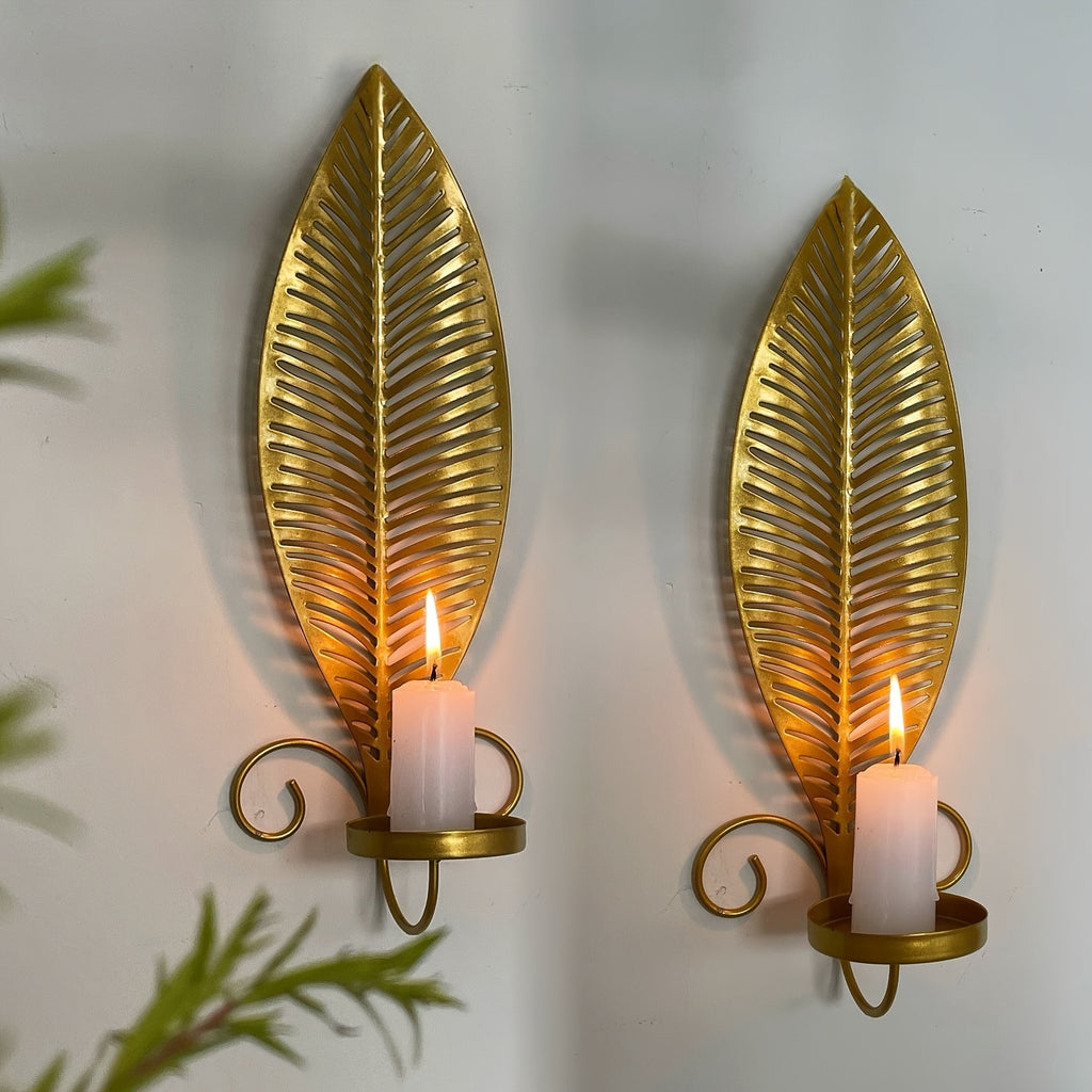 ScandiFlare | Elegante wandkandelaars - Decoratieve woonaccessoires met bladmotief