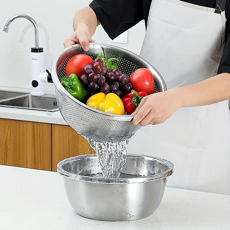 Washore | 2st roestvrijstalen zeef & mengkom set - voor het wassen van fruit en groenten