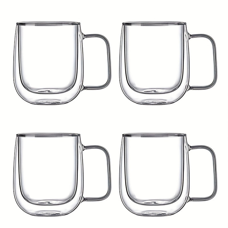 Glassio | Borosilicaat dubbellaagse glazen mokken – hittebestendige bekers met grote inhoud en handvatten