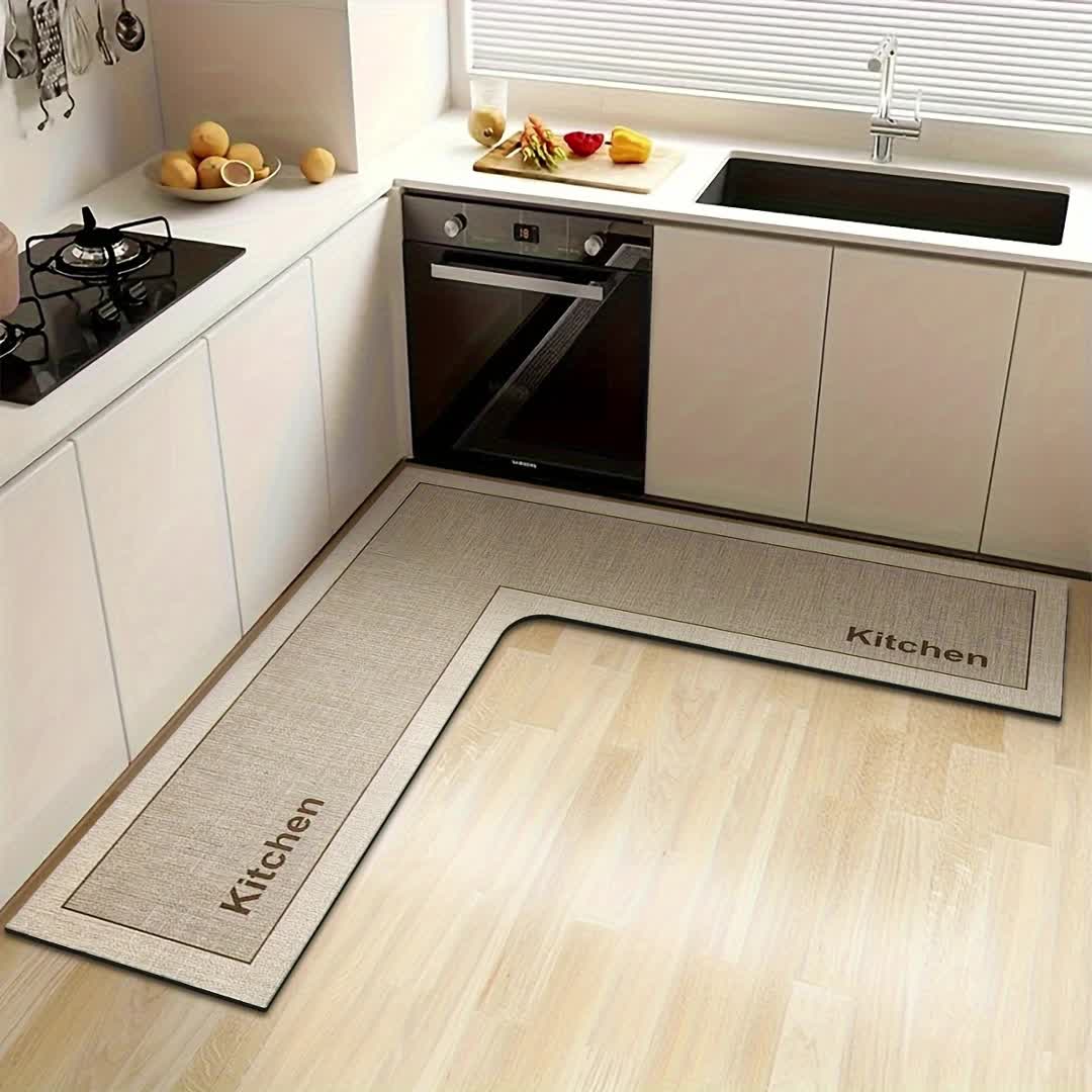 StepNook | Grote L-vormige keukenmat – antislip siliconen onderkant, vloerkleed voor eetkamer en hal