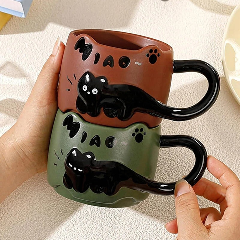 WhiskerStack | Stapelbare Keramische Kattenmokken - Schattige Koffie- & Theekopjes met Handvat