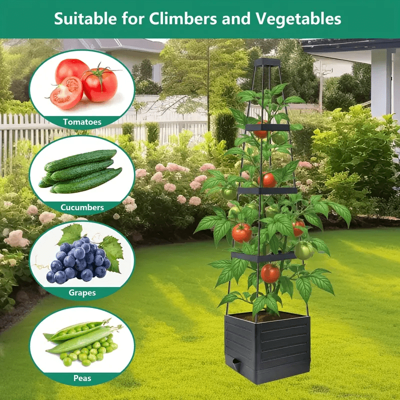 GridGrow | Zelfbewaterende Tomatenplantbox – Duurzame Plastic Vierkante Plantenbak