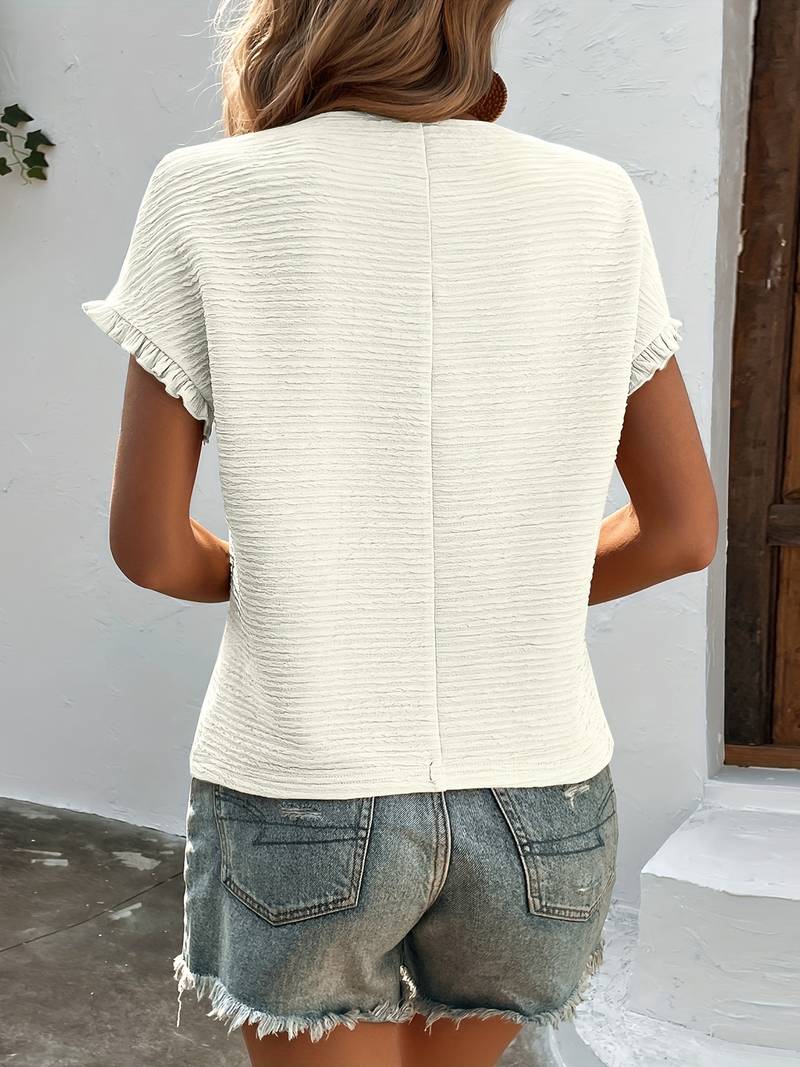 Leia | Casual zomer T-shirt voor dames – basic top met ronde hals en korte mouwen