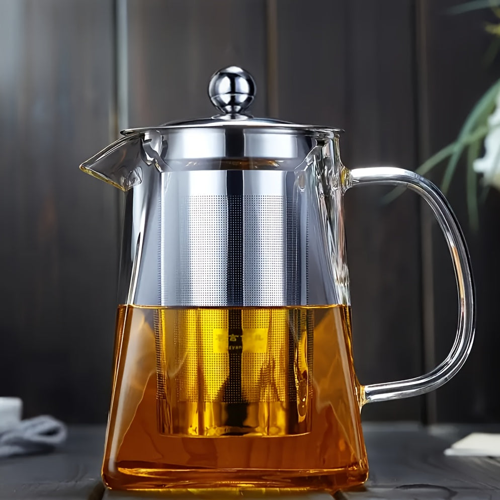 Infuso | Dikke hittebestendige glazen theepot met roestvrijstalen filter, kruiden- en bloementhee