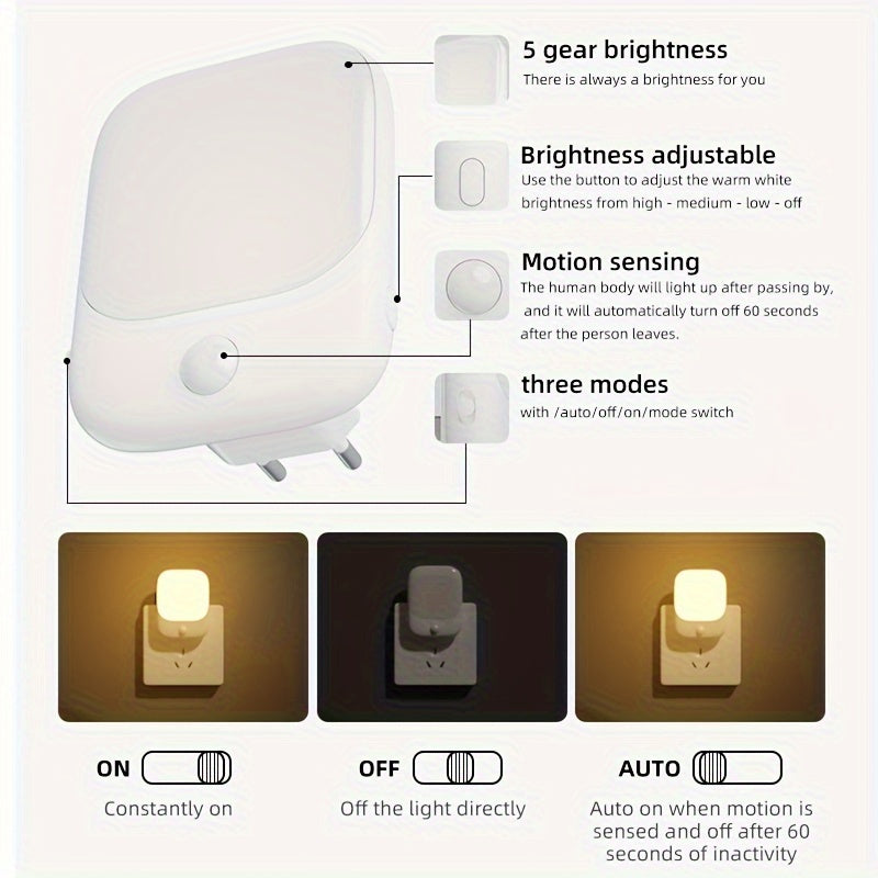 InstaGlow | Nachtlamp met bewegingssensor - Instelbare helderheid voor wandlamp in slaapkamer, kinderkamer en hal