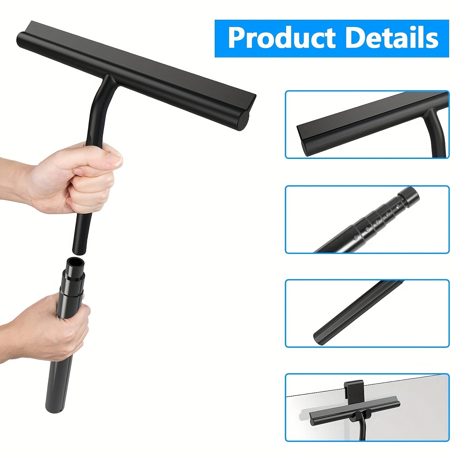 ExtendClean | Telescopische raamwisser – Heavy-duty siliconen en ijzer, lange steel voor ramen, douche, spiegels, tegels
