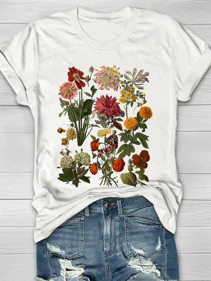 Orlaya | Dames Casual Bloemen T-shirt – Lichtgewicht Bedrukt Shirt voor Dagelijks Gebruik