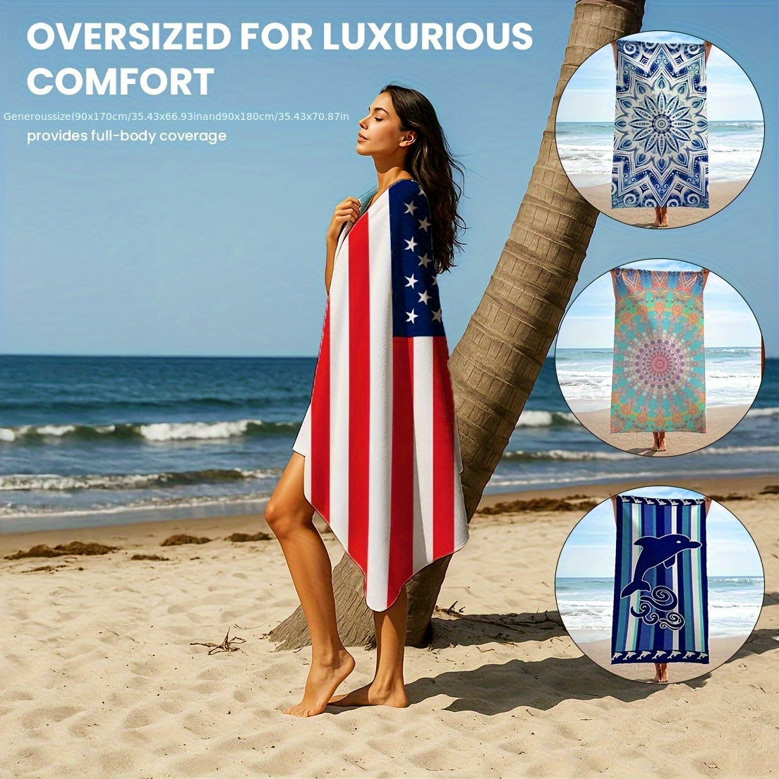 TideWrap | Extra grote strandhanddoek van microvezel - sneldrogend, ultrazacht, gedurfde print