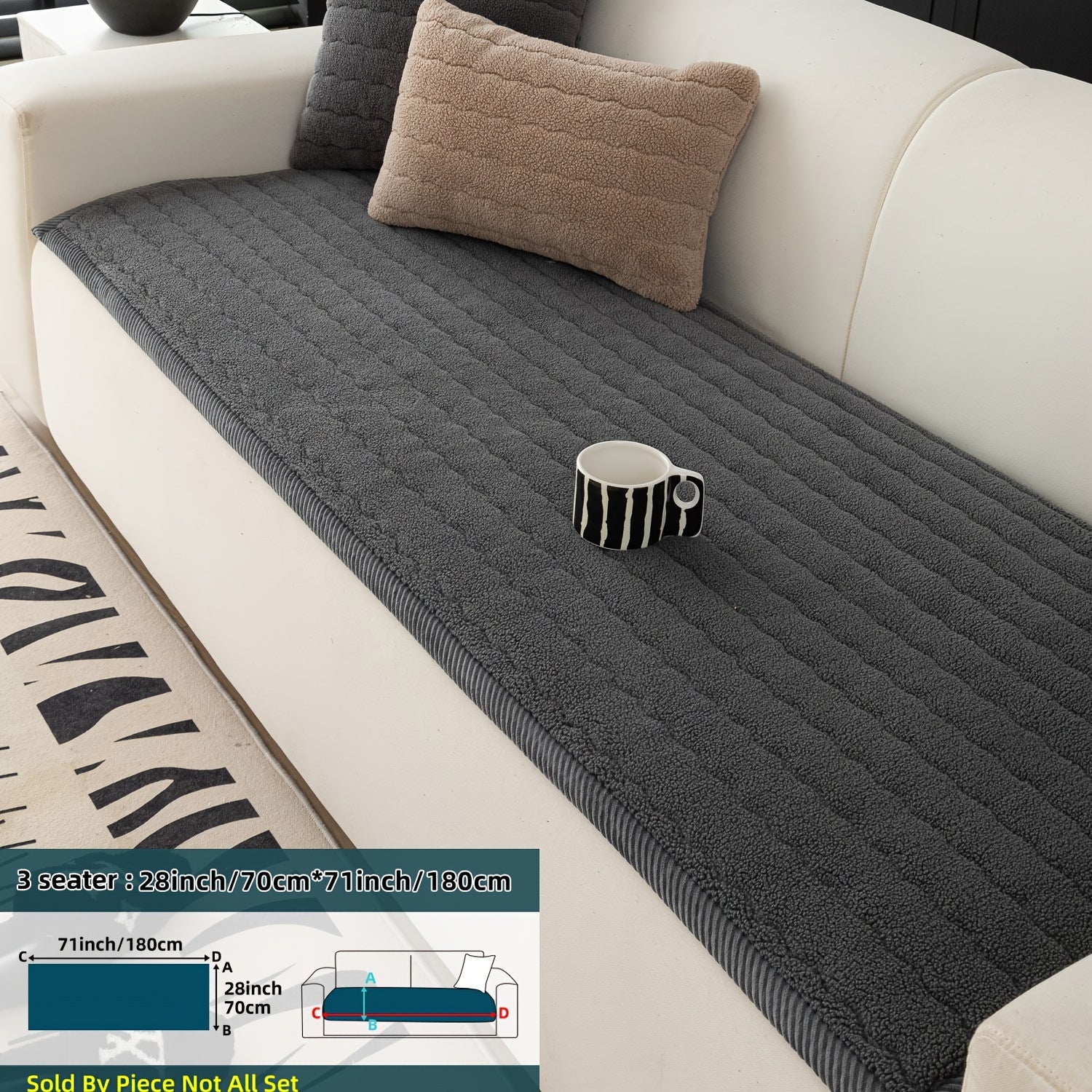 SnugWrap | Slipvaste Sofa Overtrek van Dik Pluche - Machinewasbaar, Huisdiervriendelijke Bankbeschermer voor de Woonkamer