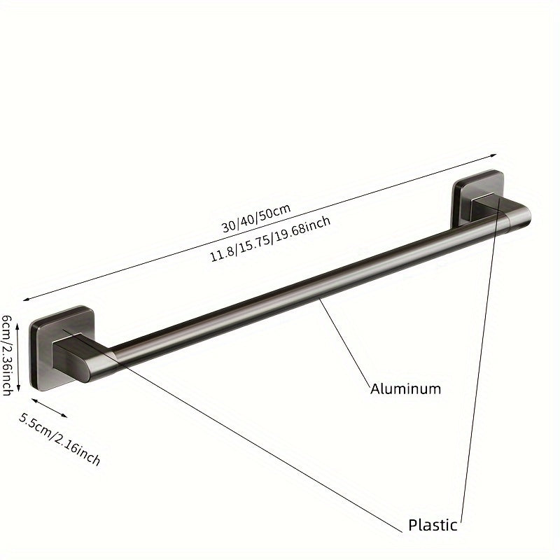 GripBar | Aluminium en kunststof badhanddoekstang zonder boren - handdoekrek voor wandmontage, eenvoudige installatie