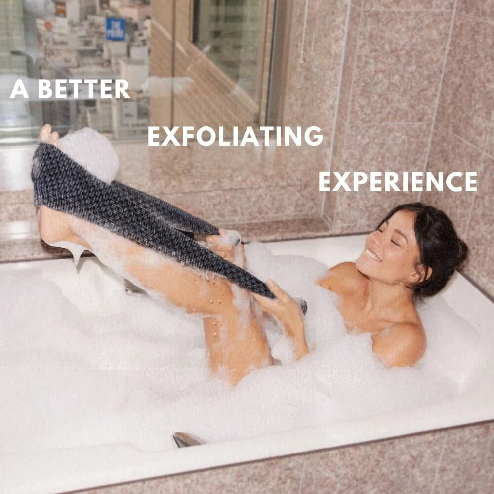 ExfoSilk | Exfoliërende douchehanddoek met zilverionen – Zachte diepe reiniging, zachte huid, spa-bodyscrub