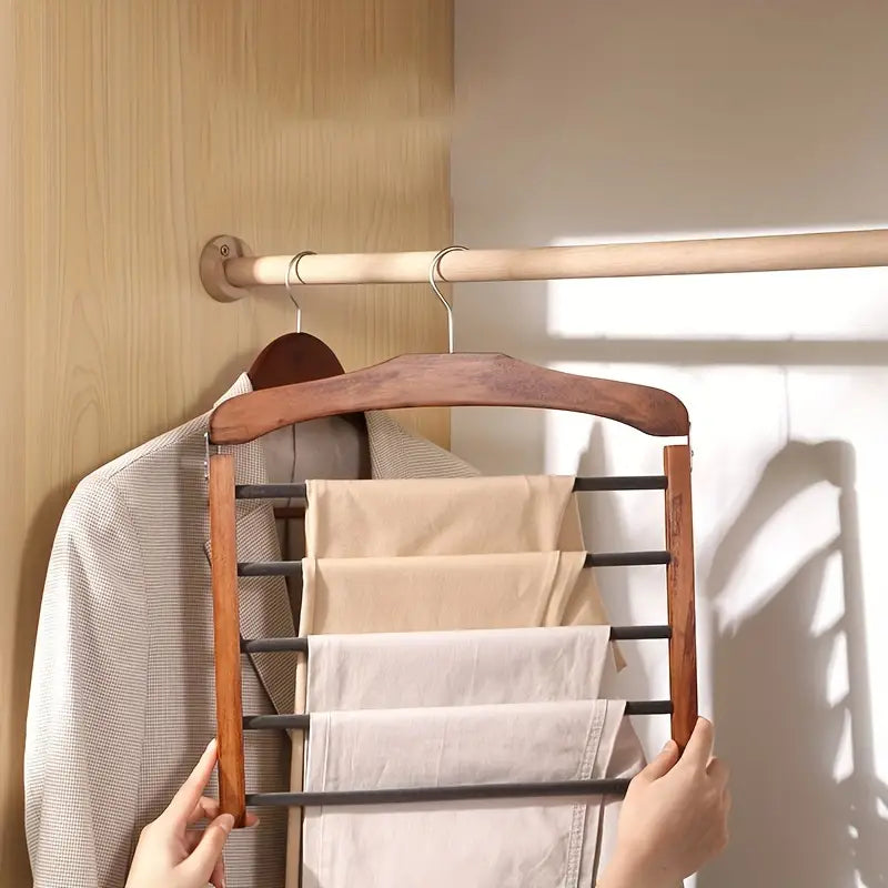TierHang | Meerlaagse houten broekenorganizer – ruimtebesparende hanger, kreukvrije broekenrek