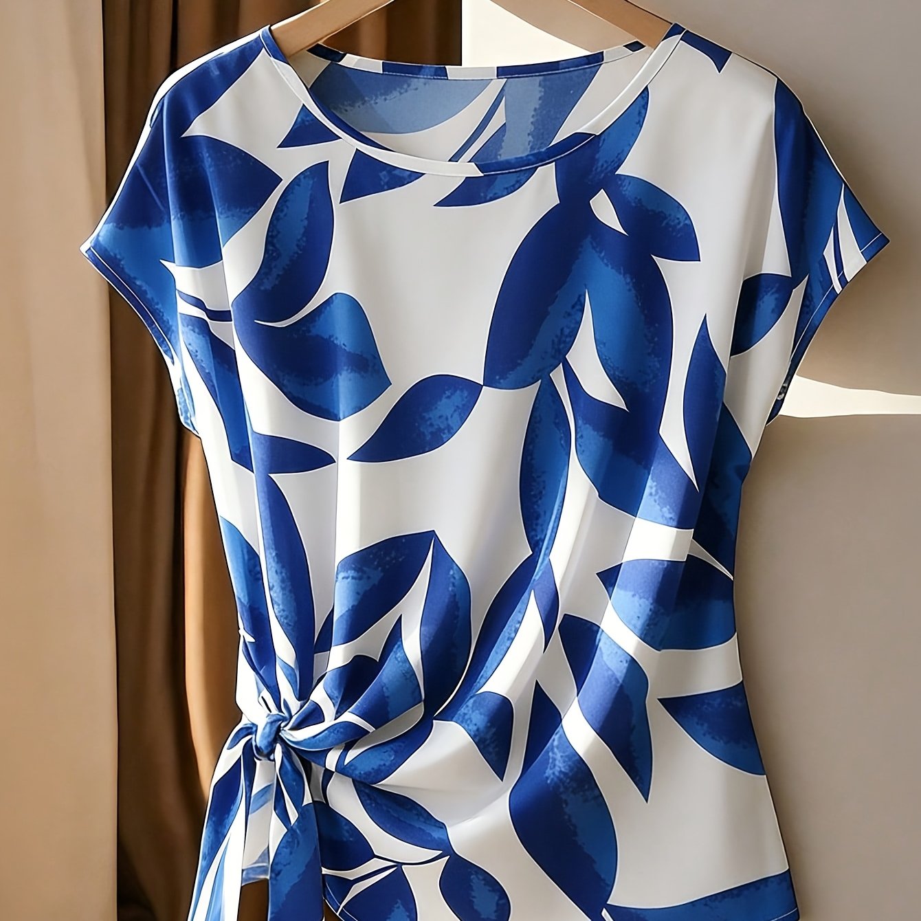 Mirell | Casual-elegante damestop – Blouse met print, ronde hals en lange mouwen