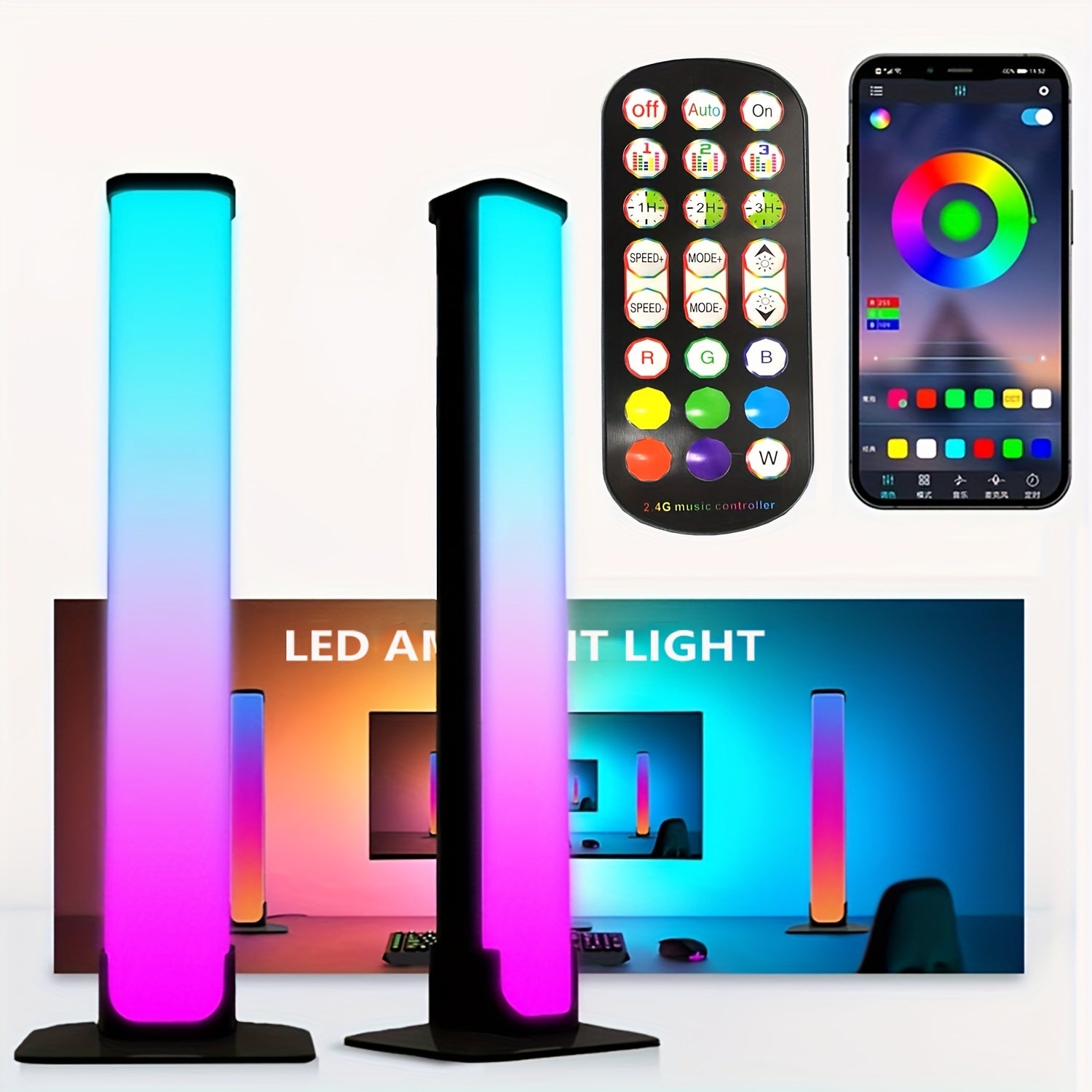 PrismBars | Slimme RGB LED-lichtbalken 2-delig - App & afstandsbediening, muzieksynchronisatie, TV-achtergrondverlichting