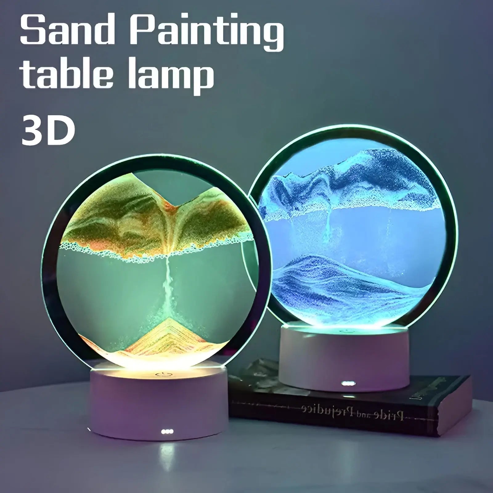 DuneLight | 3D zandkunst tafellamp met LED verlichting - decoratieve kamerlamp voor thuisdecoratie en ontspanning