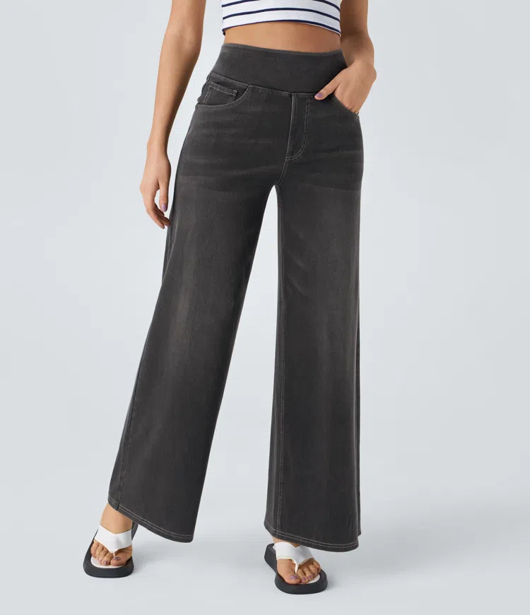 Rexina | Dames high-waisted wijde jeans – Comfortabele stretchdenim, trendy losvallende casual broek