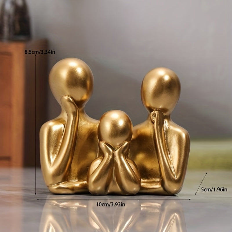 EternalFam | Gouden Abstract Familiebeeld – Modern Hars Woondecoratie