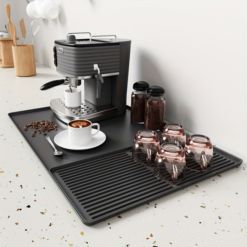 BrewPad | 2-in-1 siliconen koffiemat met verhoogde randen - hittebestendige antislip koffiebarbeschermer