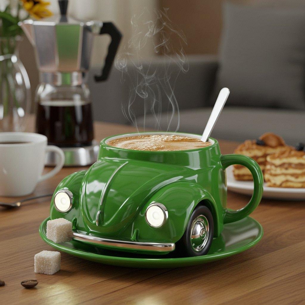 BeetleCup | Beetle Car keramische koffiemok – Unieke 3D-thee- en koffiemok in de vorm van een auto
