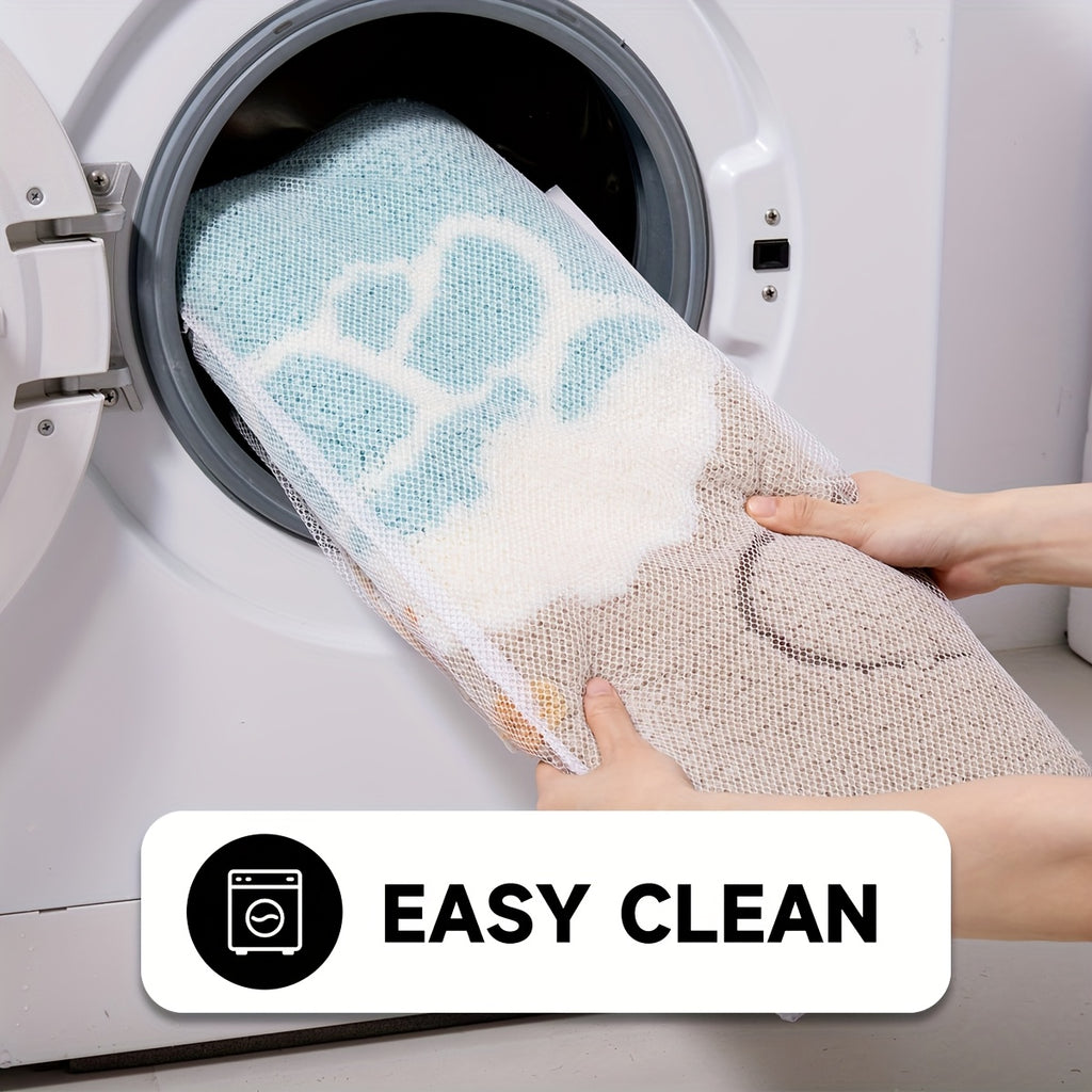 ShoreStep | Pluizige Ovale Badmat – Antislip en Waterabsorberend, Badkamermat met Strandschelpenpatroon