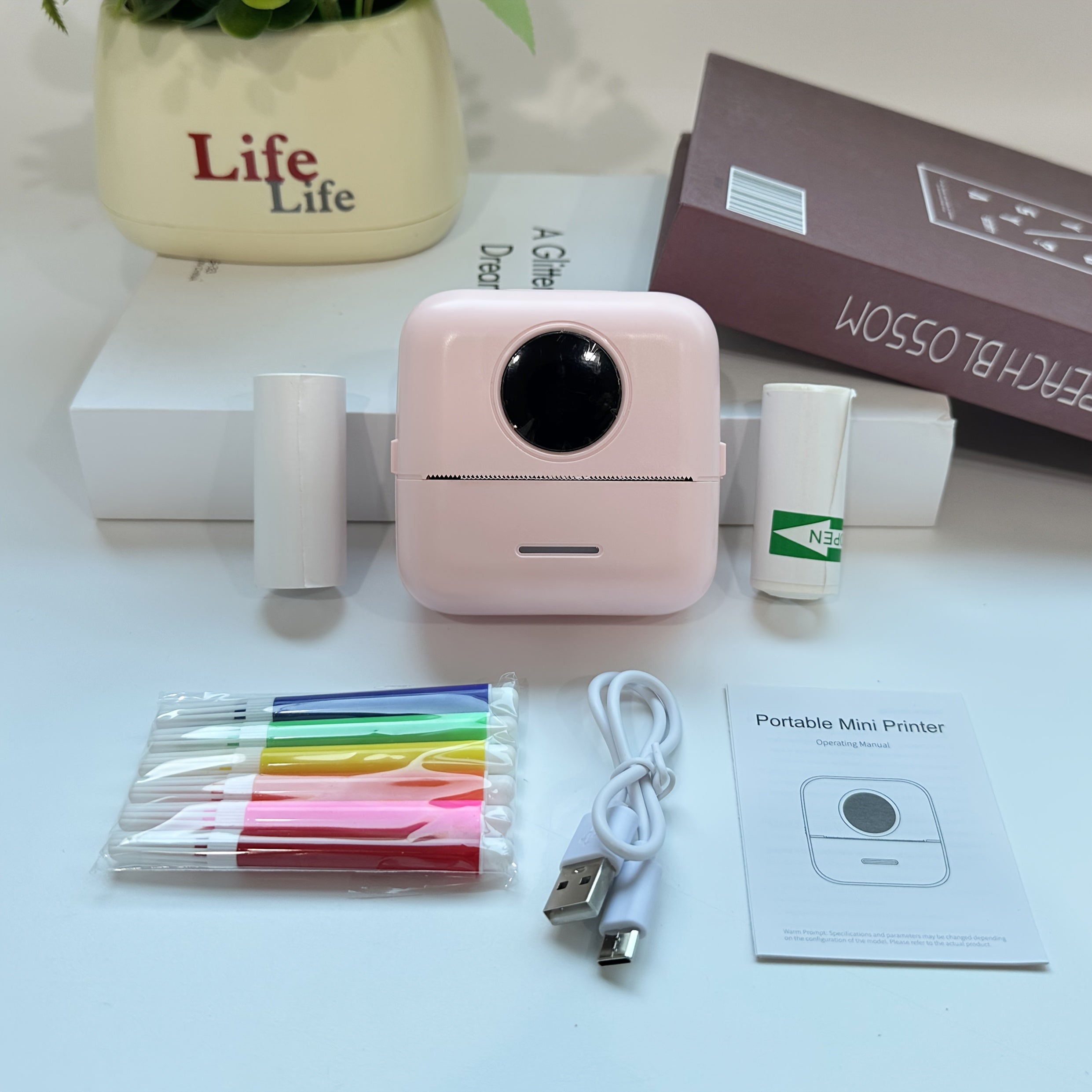 PrintMate | Mini draagbare thermische printer met 14 papierrollen – Foto- en labelafdrukken