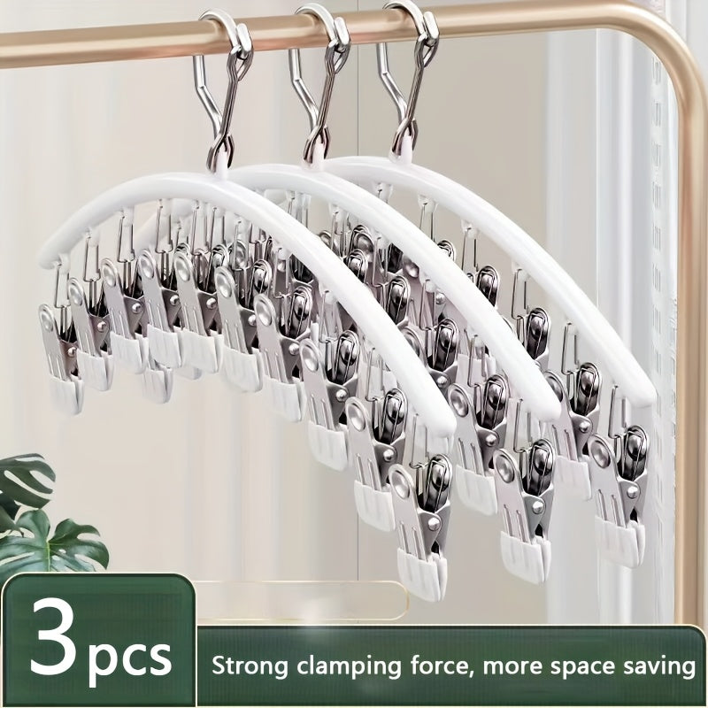 ClipCore | 3 roestvrijstalen wasknijpers + 10 mini-grijpclips – Duurzame, antislip hangers