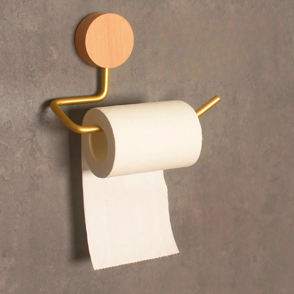 Twyne | Moderne toiletrolhouder – Wandmodel met metalen en houten afwerking