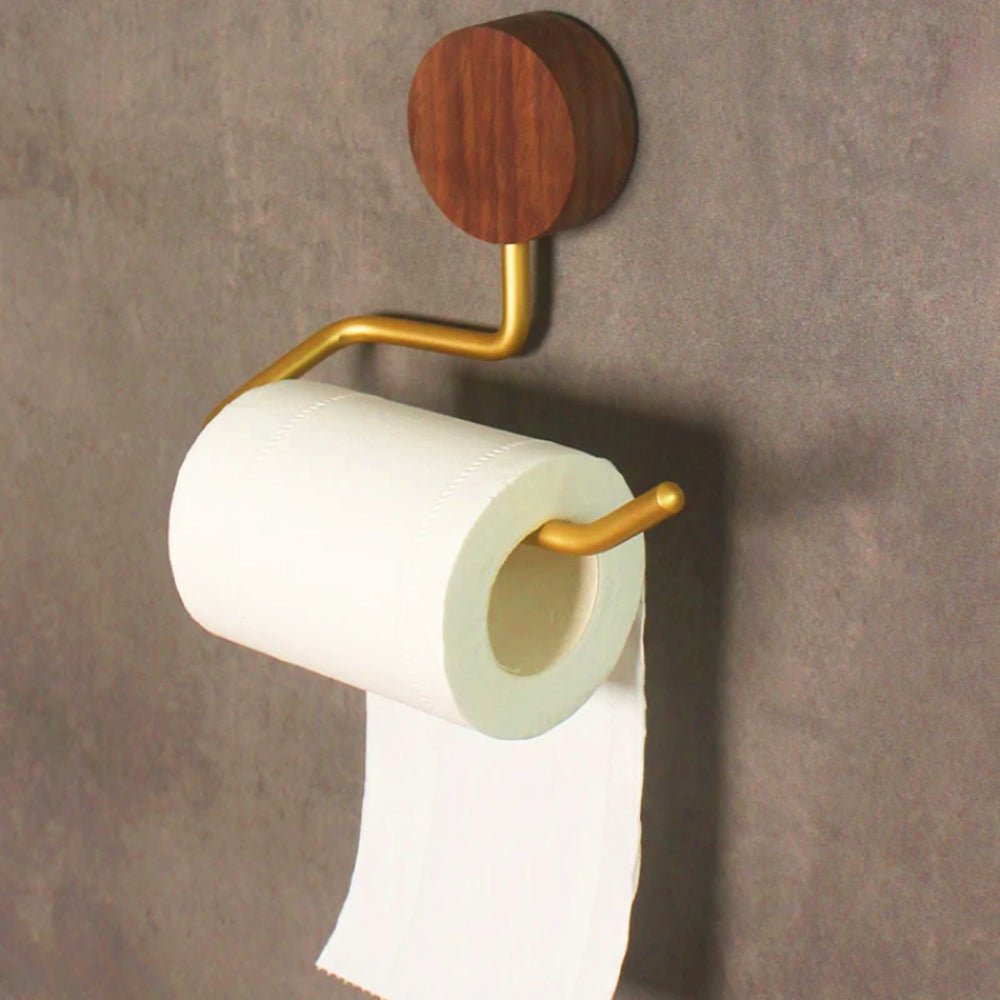 Twyne | Moderne toiletrolhouder – Wandmodel met metalen en houten afwerking