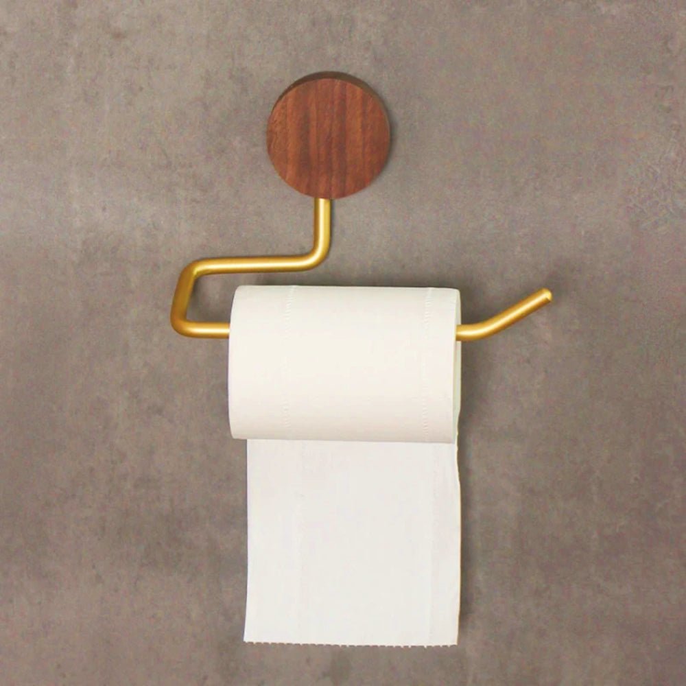 Twyne | Moderne toiletrolhouder – Wandmodel met metalen en houten afwerking