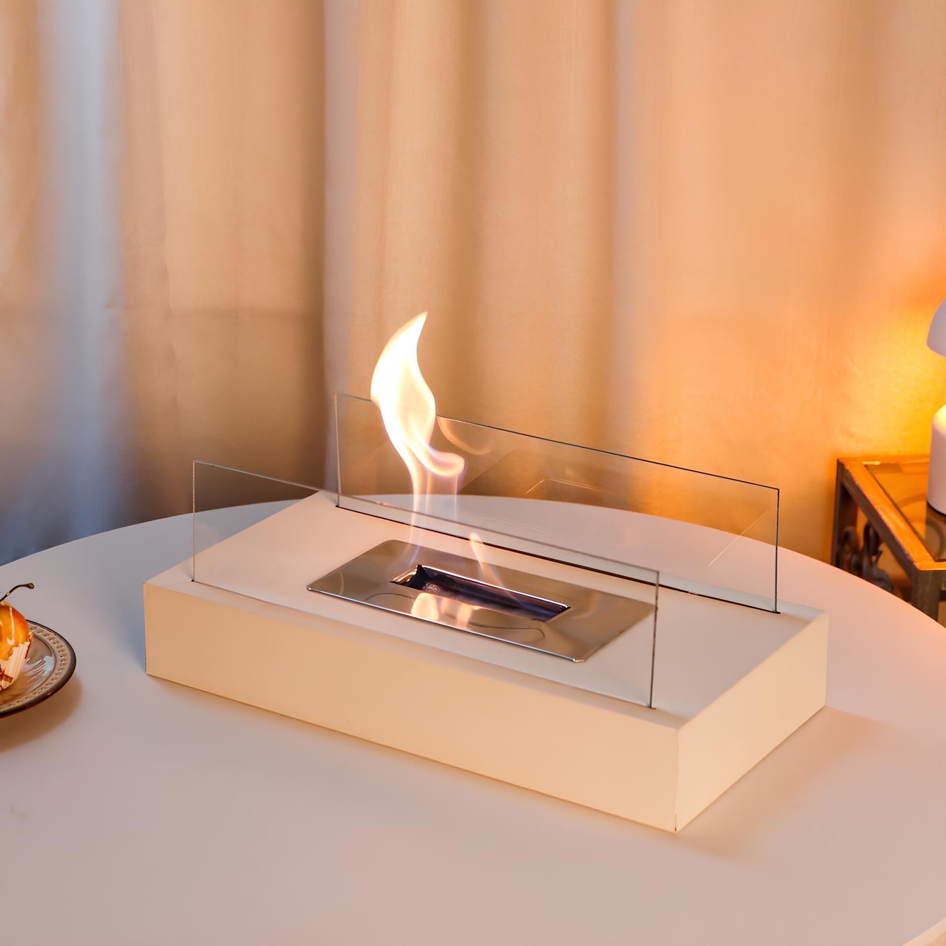 VitaFlame | Moderne glazen bio-ethanol tafelhaard, draagbaar, schone vlam