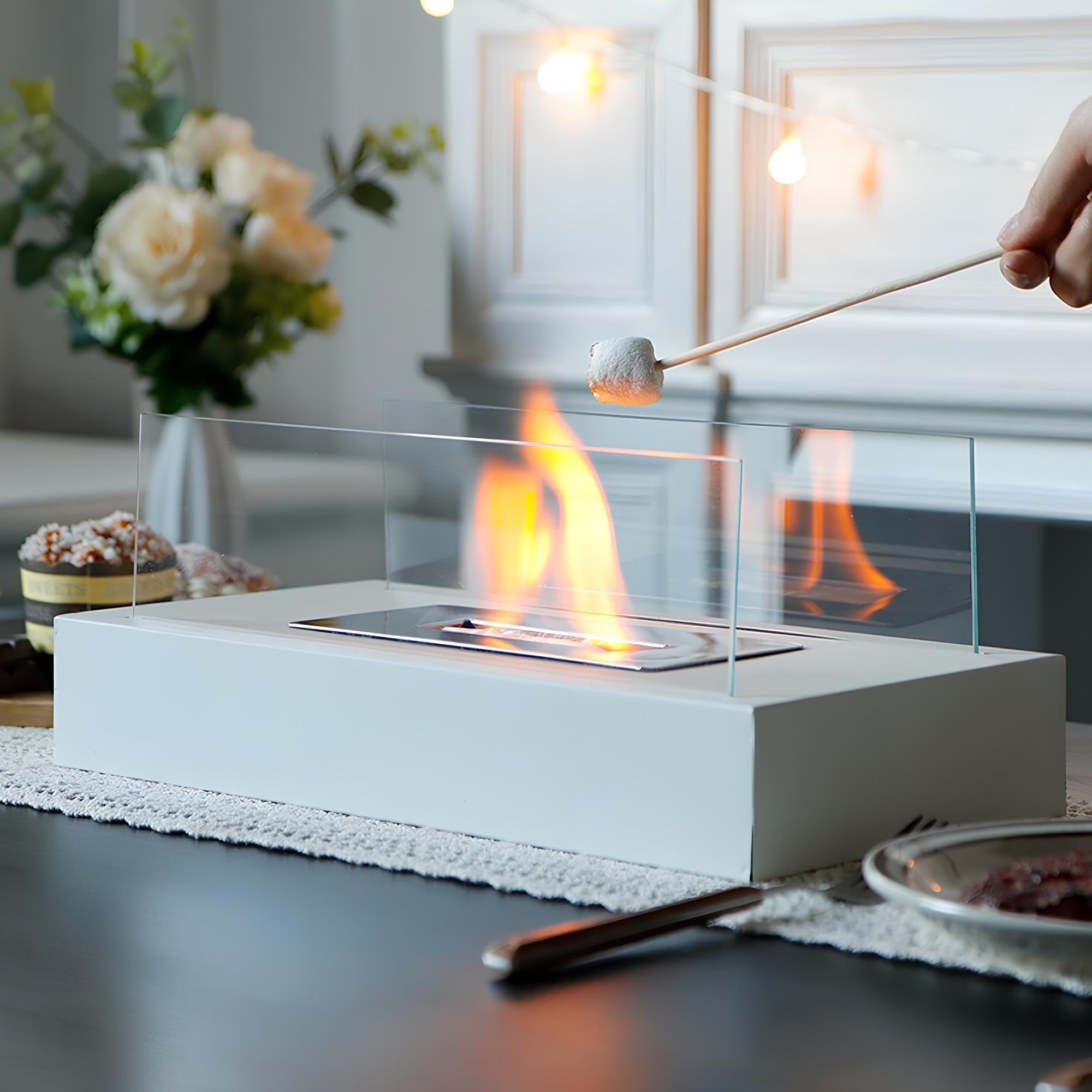 VitaFlame | Moderne glazen bio-ethanol tafelhaard, draagbaar, schone vlam