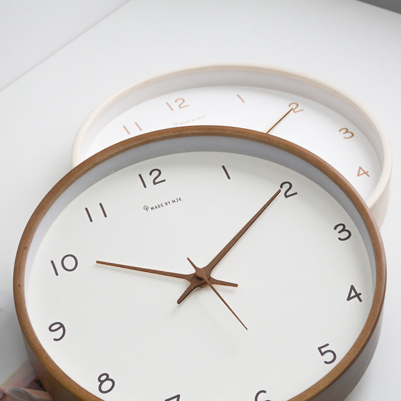 EonWood | Klassieke wandklok van natuurlijk hout – Stille quartz uurwerk, minimalistische houten klok