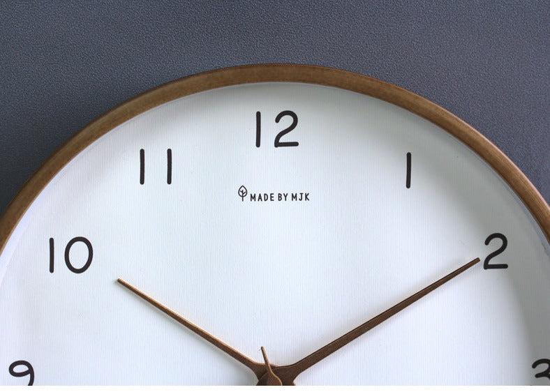 EonWood | Klassieke wandklok van natuurlijk hout – Stille quartz uurwerk, minimalistische houten klok