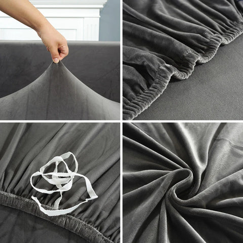 SnugCover | Elastische Fluwelen Bankhoes – Stretch Hoes, Antislip, Zachte Pluche Meubelhoes