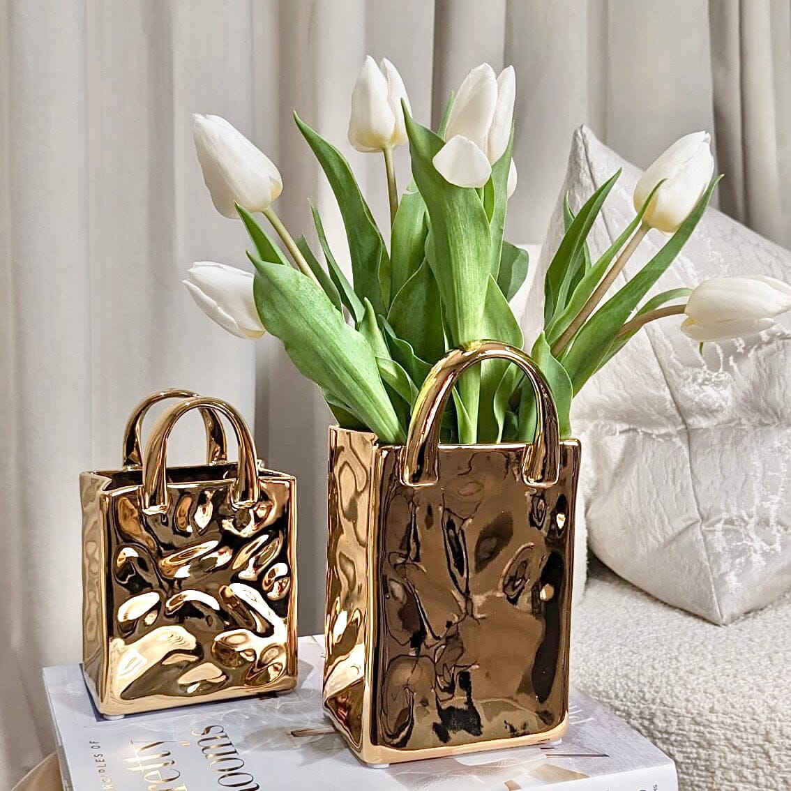 ChicPouch | Creatieve Gouden Tas Vaas Decor