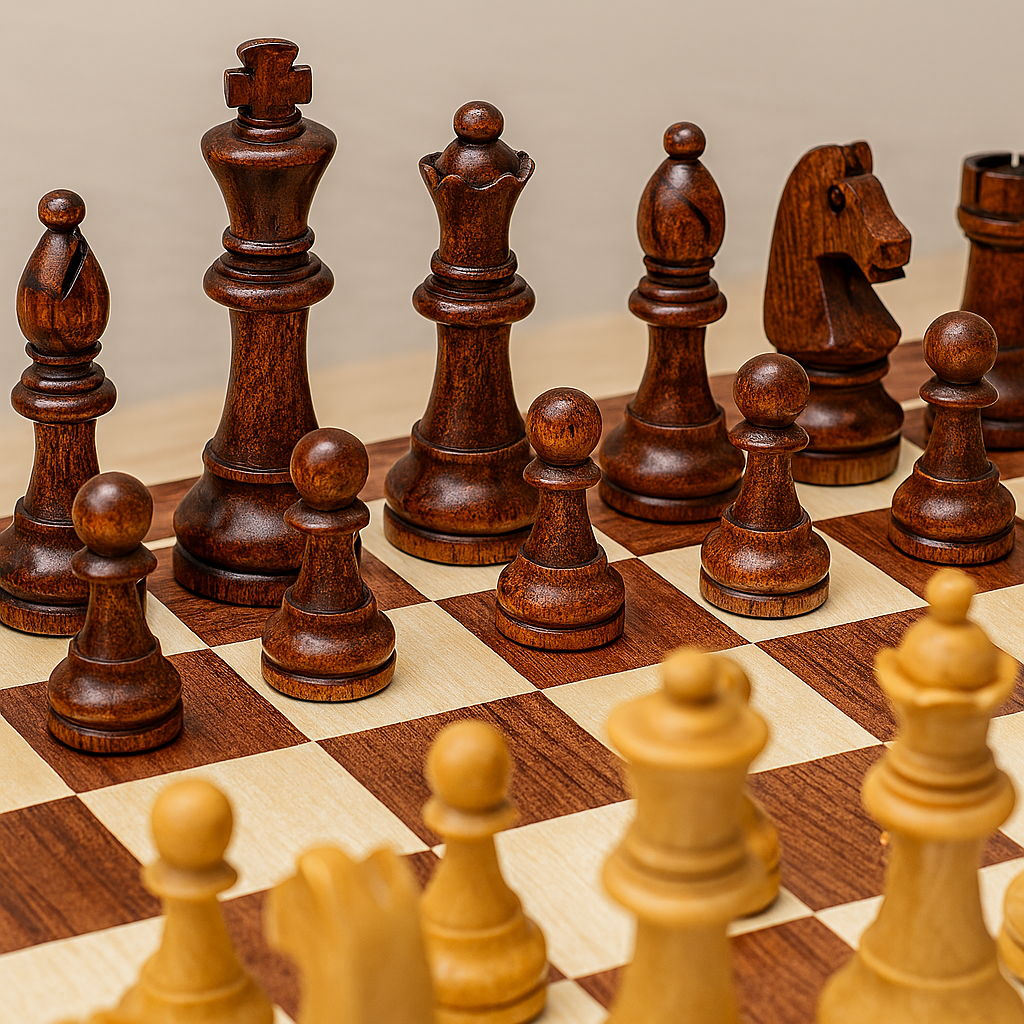 Majestix | Luxe houten schaakspel – Elegant strategiespel voor thuis en op kantoor