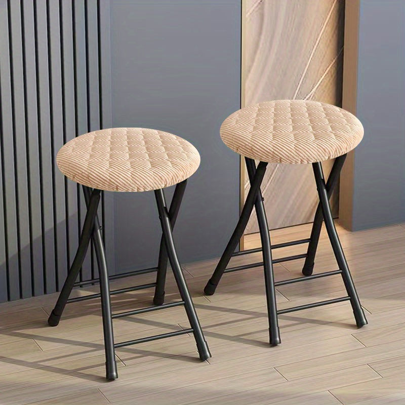 PlushFit | 2-delige Ronde Stoelzittingen Hoes – Dikke Gewatteerde Elastische Stoelhoezen, Beschermende Slipcovers