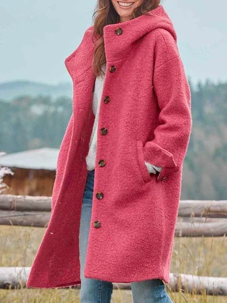 Oryna | Dames jas met Capuchon – Warme Lange Parka met Knopen en Zakken