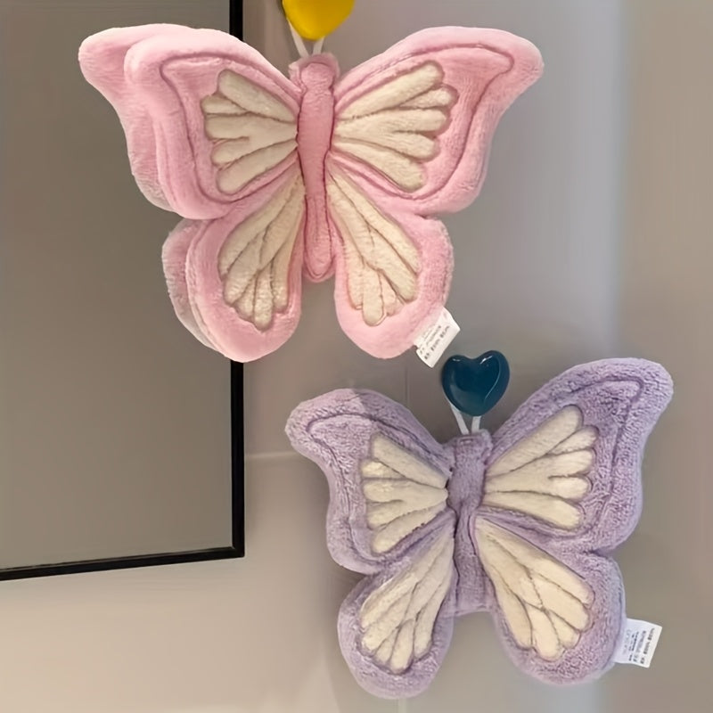CozeFly | Butterfly-handdoek van coral fleece om op te hangen, dik, zacht, sneldrogend