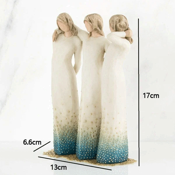 SoulSisters | Aan mijn zijde Beeldje - Handgemaakt Zussen Beeldje, Handgeschilderd Hars Geschenk