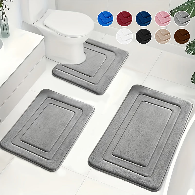BathNest | 3-delige badkamermat van traagschuim – zacht, absorberend en antislip