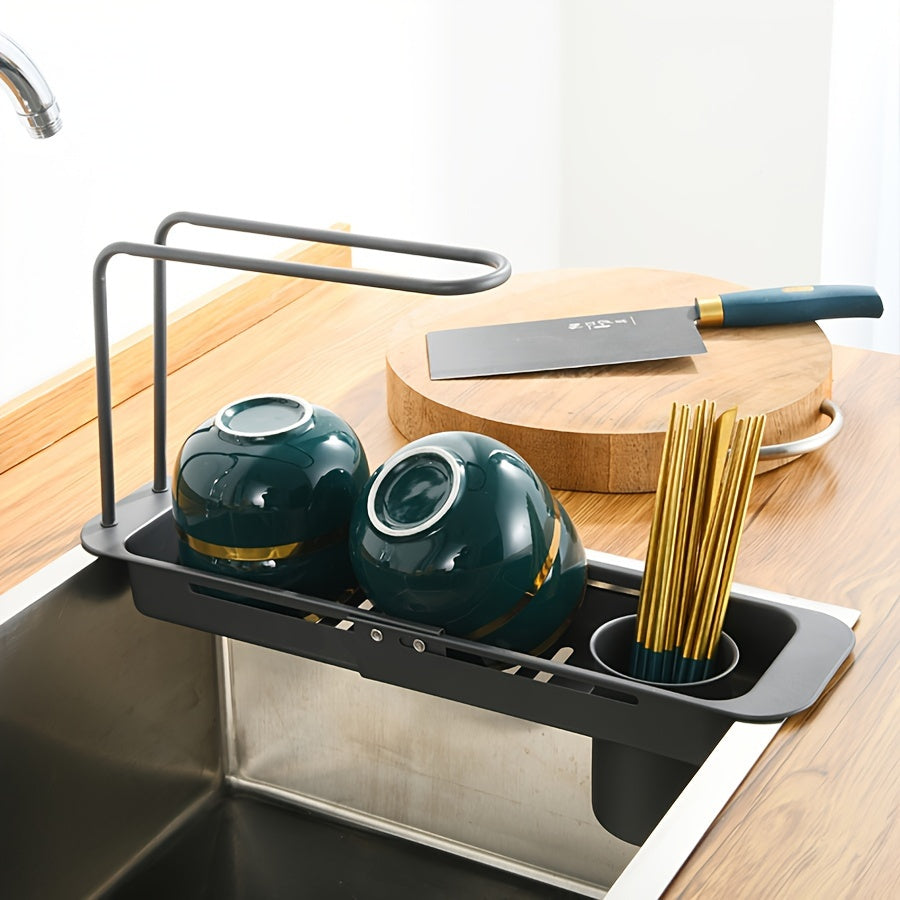 SinkSaver | Verstelbare roestvrij stalen keuken gootsteen organiser - Ruimtebesparende opslag voor sponzen